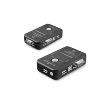 Vga Usb Kvm Switch 2 In 1 Out + 2 Port Usb Console + 2 Port Usb Pc (Klye/Mouse + Yazıcı) - Siyah HDX1360