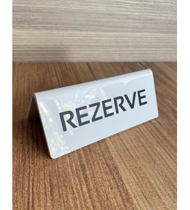 Beyaz Pleksi Masaüstü Rezerve Yazısı (Çift Yönlü)
