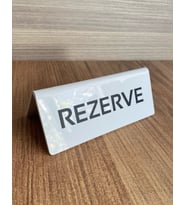 Beyaz Pleksi Masaüstü Rezerve Yazısı (Çift Yönlü)