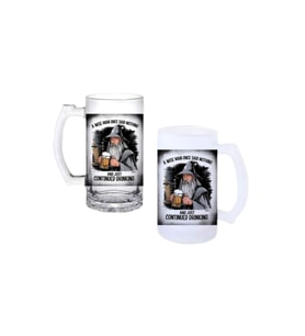 Ghostbastır Design Gandalf Kulplu Bira Bardağı Buzlu veya Şeffaf Seçenekli 075