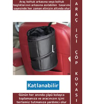 Dayanıklı Oto Koltuk Arkası Başlığa Asılabilir Outdoor Kamp Piknik Araç İçi Katlanabilir Çöp Torbası