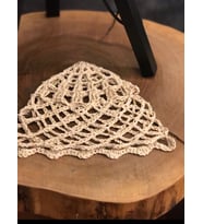 Örgü Pullu Bere File Model Bandana Bohem Saç Aksesuarı Bej