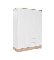 Adore Mobilya Base 4 Kapaklı 2 Çekmeceli Gardırop-İtalyan Meşe-Mat Beyaz 137x198x52 cm (GxYxD)