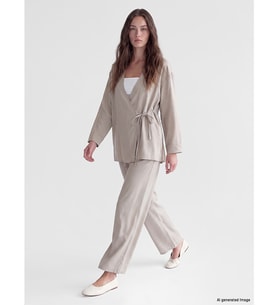 LCW Modest Gri Beli Lastikli Modal Karışımlı Kadın Pantolon