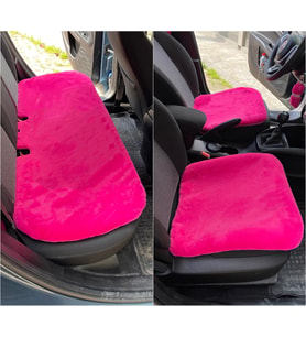 Yumuşak Tüylü Peluş Serme Oto Koltuk Koruyucu Minder Koltuk Kılıfı Ön Arka Fuşya Pembe
