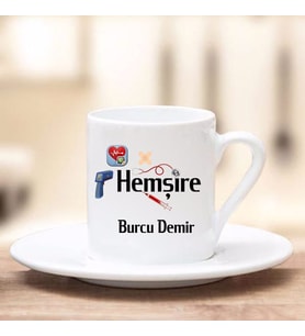Hemşireye İsimli Türk Kahve Fincanı (Beyaz)