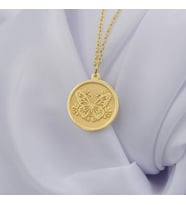 Kişiye Özel 925 Ayar Gümüş Tasarım Kelebek Figürlü Kolye (Gold)