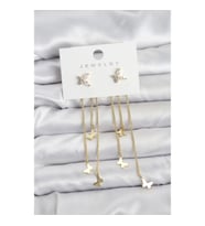 Mey İthalat® Kelebek Model Gold Renk Pirinç Sallantılı Kadın Küpe