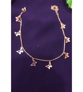Sıralı Kelebek Model Altın Kaplama 925 Ayar Gümüş Halhal (Rose)