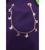 Sıralı Kelebek Model Altın Kaplama 925 Ayar Gümüş Halhal (Rose)