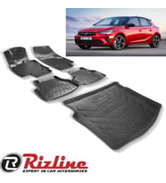 Rizline Yeni Opel Corsa F 2020 3D Havuzlu Paspas + Bagaj Havuzu (Siyah - Beyaz)