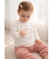 Civil Baby Kelebek Nakışlı 6-18 Ay Takım - Ekru