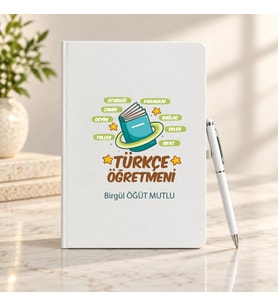 Türkçe Öğretmeni Öğretmenler Günü Hediyesi İsim Baskılı Defter Kalem Seti