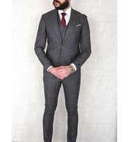Jan Carlucci Slimfit Yelekli Drop 6 Takım (Gri)