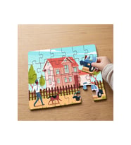Köpek Gezdiren Adam - Polis Arabası Tasarımlı 24 Parça Ahşap Çocuk Puzzle MPK0536