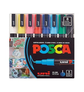 Uni Posca Su Bazlı Marker Seti 8li Ana Renkler 0.9 1.3mm PC3M
