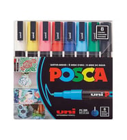 Uni Posca Su Bazlı Marker Seti 8li Ana Renkler 0.9 1.3mm PC3M