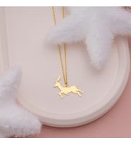 Kişiye Özel 925 Ayar Gümüş Geyik Kolye (Gold)