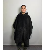 Giyilebilir Hoodie Battaniye Çocuk Boy 5-11 Yaş (Siyah)