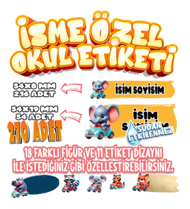 Okul Etiketi Kalem Defter Etiketi İsme Özel Etiket SET11