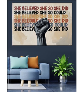 She Believed She Could Yazısı Dekoratif Kanvas - Mdf Ahşap Tablo