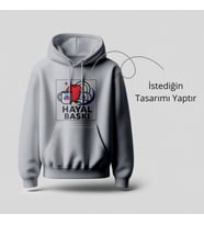 Hayal Baskı Kişiye Özel İsim Baskılı Unisex Kapüşonlu Gri Sweatshirt Hoodie
