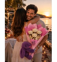 Sevgiliye Romantik Peluş Tavşan Buketi – Kişiselleştirilebilir Hediye