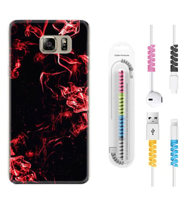 Samsung S7 Edge S20 Fe Plus Ultra S21 S22 Kılıf Kablo Koruma Spiral Silikon Red Smoke 1745