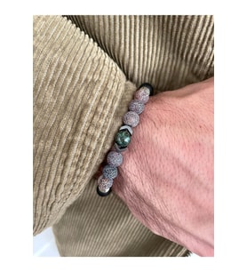 Hematit Detaylı, Şık Tasarım Akik Doğal Taş Bileklik  Handmade > Negatif Enerjiden Korur!