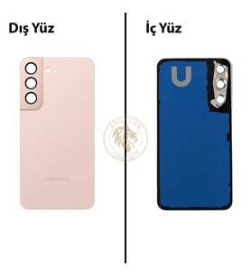 Samsung S22 Pembe Arka Kapak Arka Cam Batarya Kapağı Lazer Kesim Kapak Pil Kapağı Back Cover