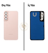 Samsung S22 Pembe Arka Kapak Arka Cam Batarya Kapağı Lazer Kesim Kapak Pil Kapağı Back Cover