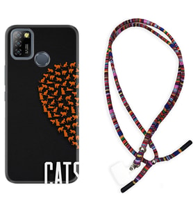 INFINIX Smart 4 5 6 Zero 8 S5 Pro Kılıf Boyun Asklı Rasta Silikon Cats 1792