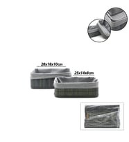 GRİ 2 BOY D.DÖRTGEN BAMBU KENAR ORGANİZER SEPET AHŞAP ALTLIK - BEZLİ 25X14-28X18CM (5365)