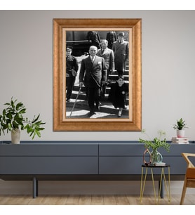 Altın Varaklı Çerçeveli Paspartulu Atatürk Tablo TR0977 (Gold)
