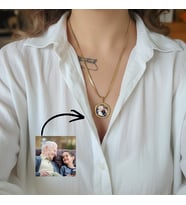 Anı Kolyesi fotograflı  kolye resimli kolye zincir çelik Hediye Kutulu Kişiye Özel Tasarım Anneye Hediye, Doğum Günü Hediyesi, Sevgiliye Hediye,Eşe Hediye (Sarı Altın)