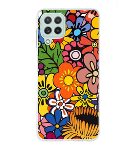 PrintiFy Samsung Galaxy M32 ile Uyumlu 1mm Slim Fit Retro Renkler 2 Baskılı Şeffaf  Kılıf