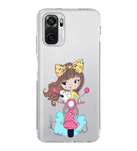 Xiaomi Redmi Note 10 4G  Kamera Korumalı Kapak Vespagirl Tasarımlı Şeffaf  Kılıf