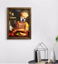 Evcil Dostlara Özel Chef Tasarımlı Portre Doğal Masif Ahşap Çerçeveli Tablo 45x65cm-1
