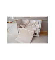 Örgü Kenar Korumalı Bebek Beşik Uyku Seti --7 Parça (Kahverengi)