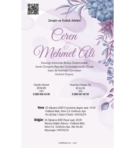 Nikah Düğün Nişan Kına Davetiyesi Beyaz Zarflı 5020 Kodlu