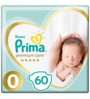 Prima Prematüre Bebek Bezi Yenidoğan 0 Numara 30*2 60 Adet