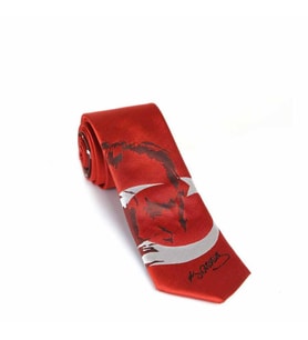 Ay-Yıldız ve Atatürk Desenli Dokuma Kırmızı Kravat - AK-06 (Renksiz)