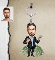 Kişiye Özel Patron Karikatürlü  Ahşap Anahtarlık Bay-21-Eco