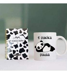 5 Dakika Daha Temalı Kupa ve Konuşan Ajanda Hediye Seti  Eğlenceli ve Motivasyonel Ofis & Günlük Set