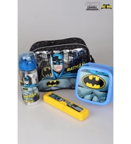 YENİ SEZON LİSANSLI BATMAN BESLENME ÇANTASI,MATARA,DİŞ FIRÇASI KUTUSU VE BESLENME KABI YEMEK SETİ (Siyah)