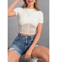Nare Beyaz Tül Detaylı Kadın Body (Beyaz)