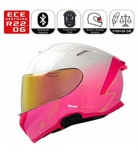 Motosiklet Kaskı Kadın Güneş Vizörlü Full Face Women Motorcu Kaskı Sweet