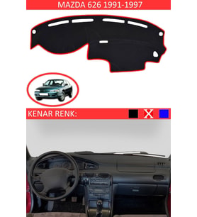 Mazda 626 1991-1997 Için Uygun Torpido Koruma Halısı Siyah Kenar Renk Kırmızı