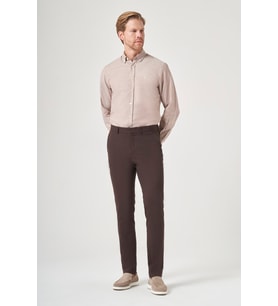 Kahverengi Yan Cep Slim Fit Esnek Chino Pantolon 1003260154