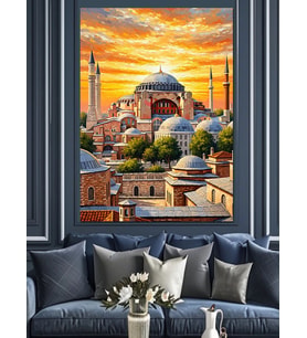 Ayasofya Camii Şehir Manzarası Dekoratif Kanvas - Mdf Ahşap Tablo